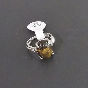 TIGER EYE  CLASSIC  LADIES NEW SIZE 6 POLISHED CABECHON RING